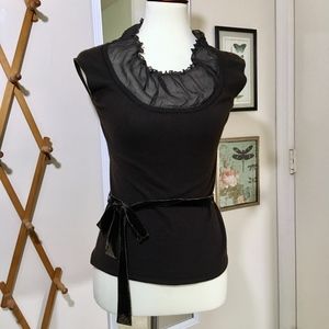 ELIE TAHARI Brown w/ Wool Silk Blouse Size Small